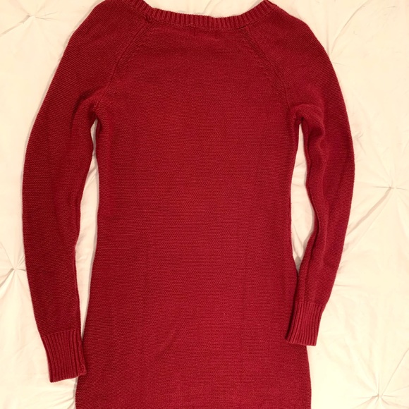 Red Cable Knit Sweater Dress - Picture 4 of 6
